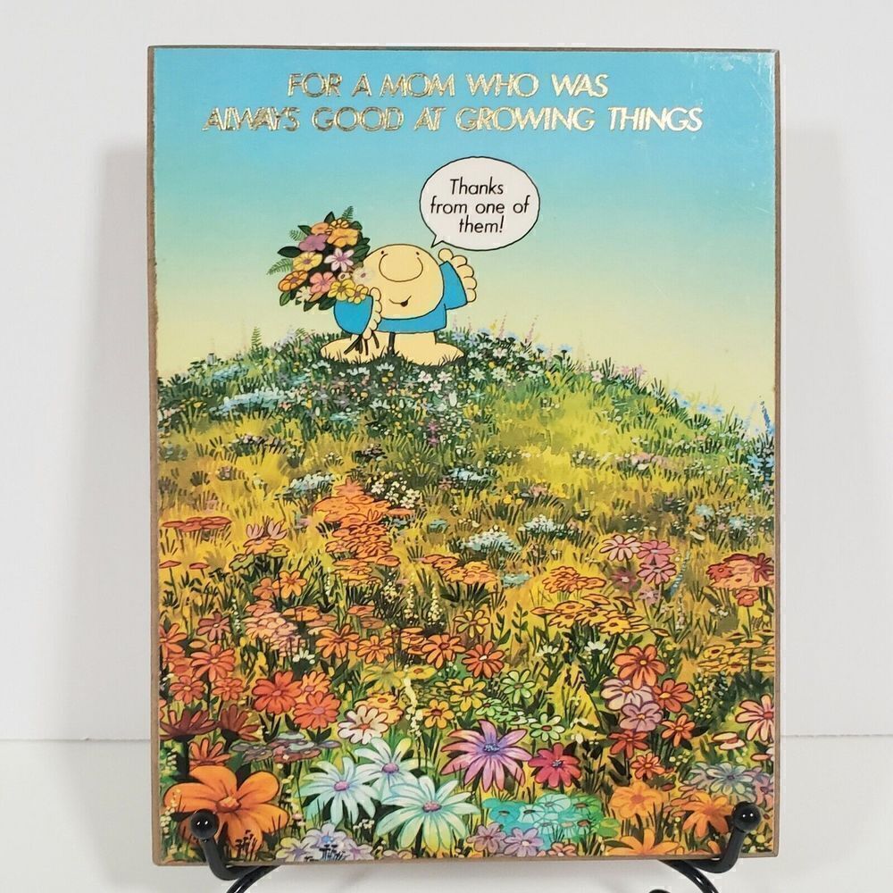 American Greetings Ziggy Plaque Vtg 1983 Stand Hang Decor‎ Mother Garden Flowers